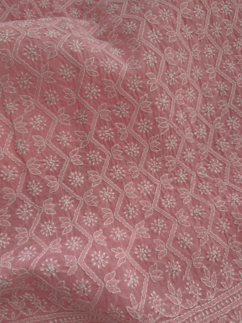 Rose pink Cotton Suit with intricate handwork