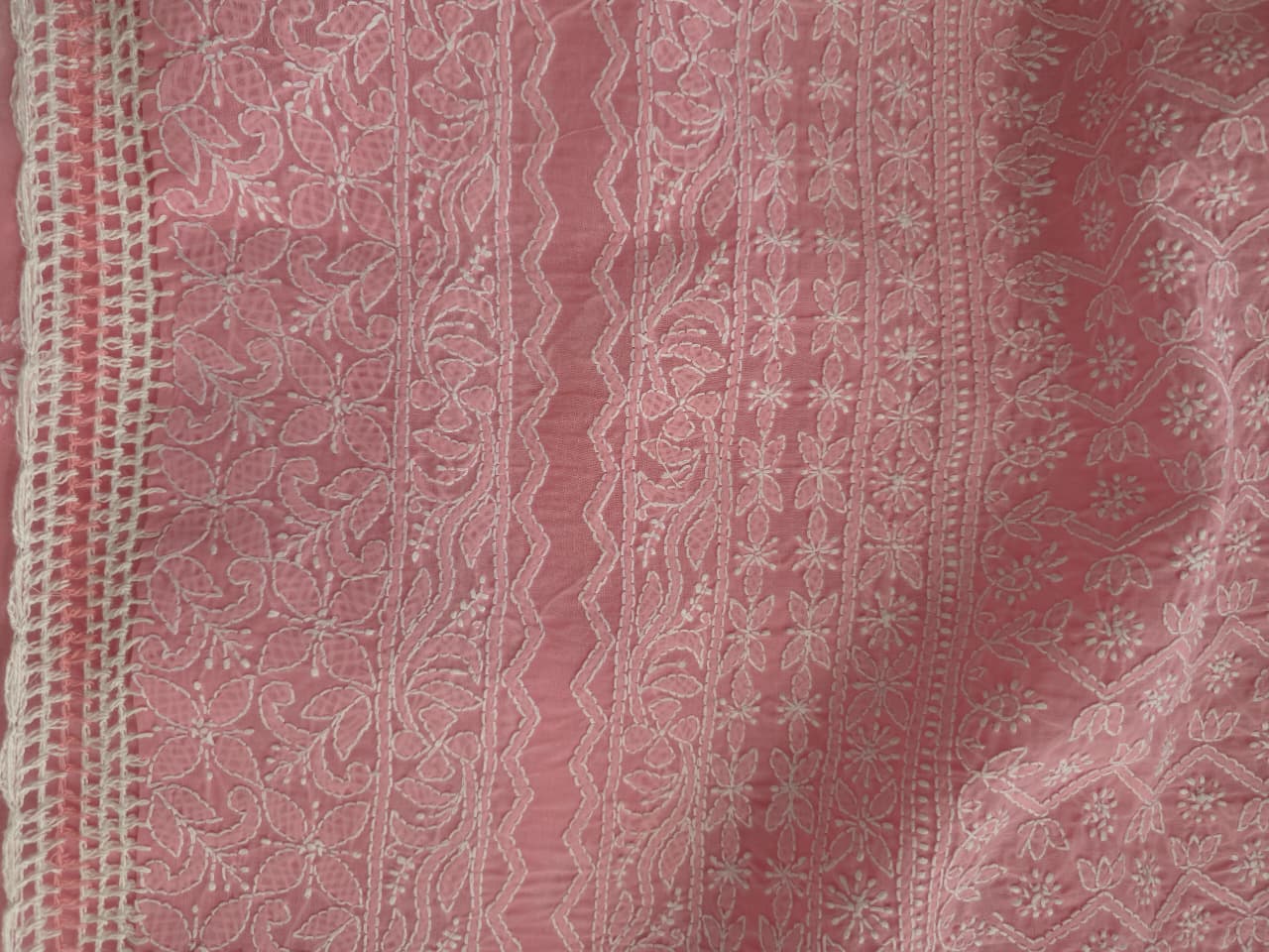 Rose pink Cotton Suit with intricate handwork