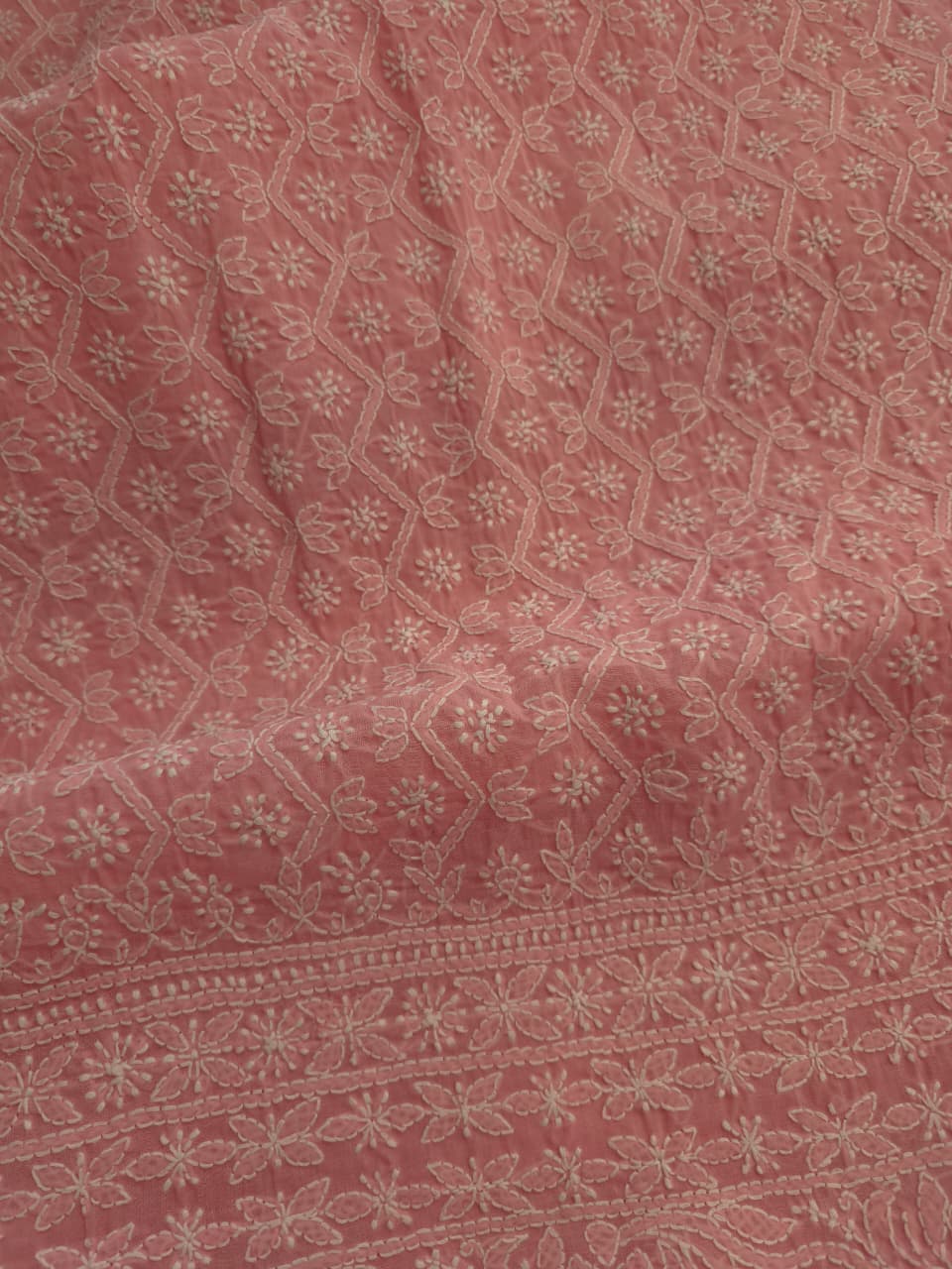 Rose pink Cotton Suit with intricate handwork