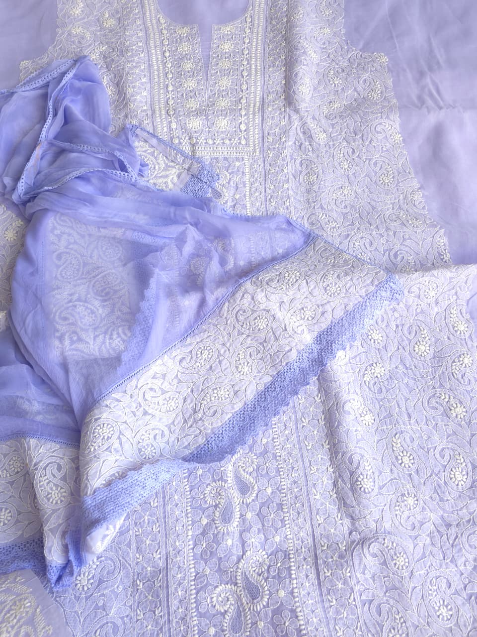 Premium Designer cotton Full set with fine chikankari jaalwork