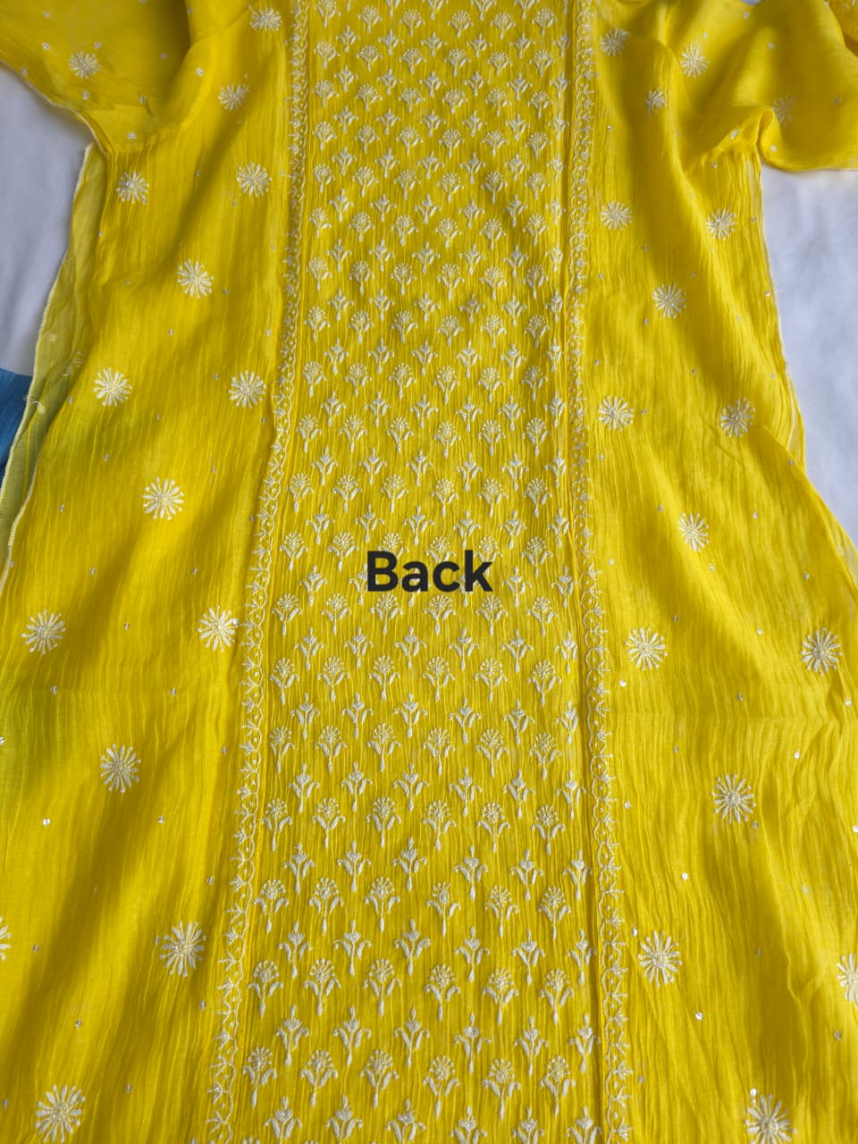 Bright Yellow Mul chanderi semistiched kurta dupatta with finest handwork and embellishments