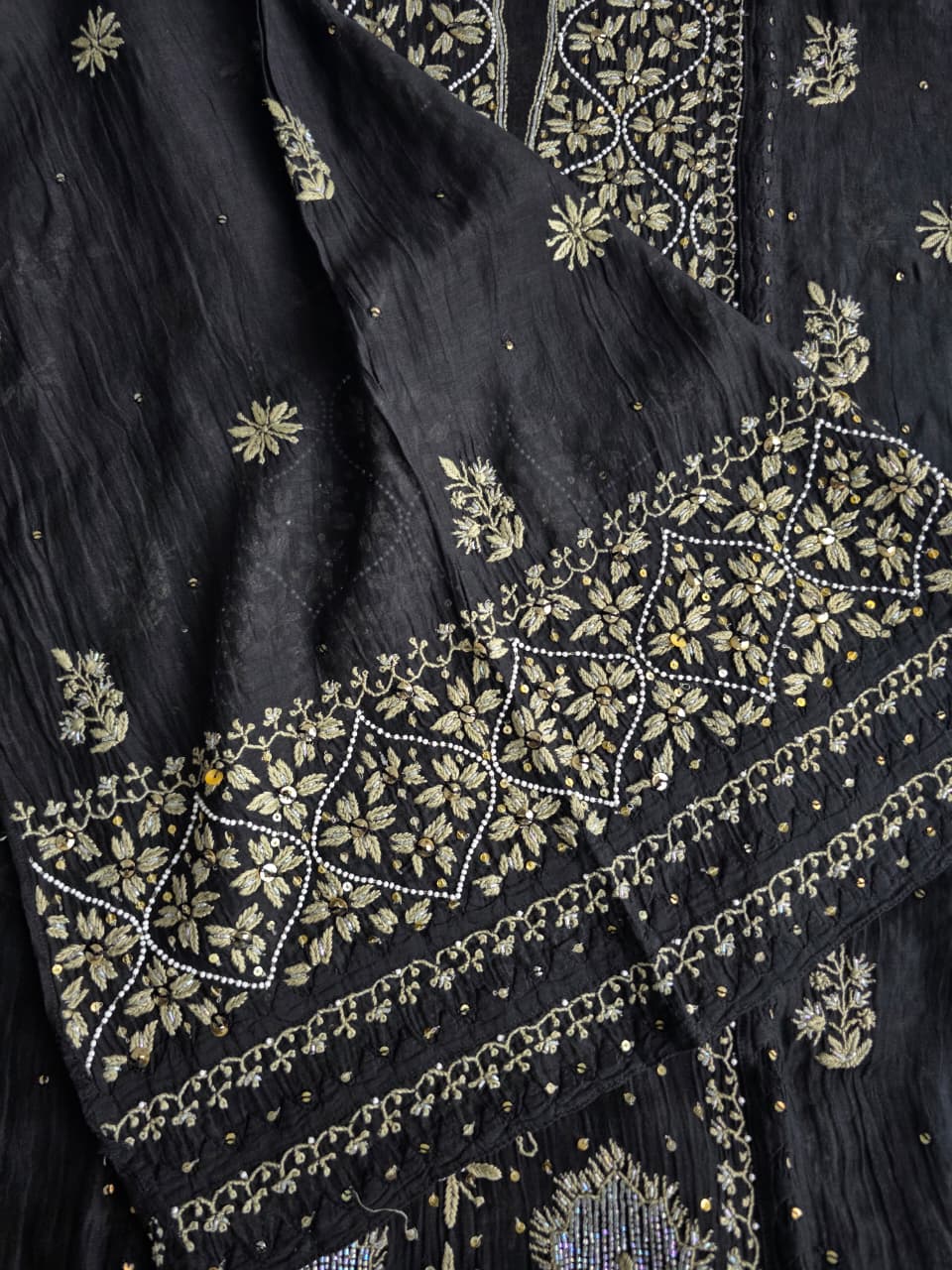 Semistitched Mul chanderi kurta dupatta with Butterfly motifs