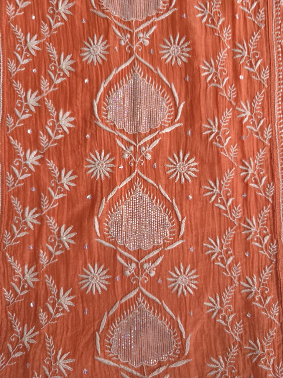 Malmal Chanderi semistitched Kurta dupatta set with jaalwork and heavy embellishment