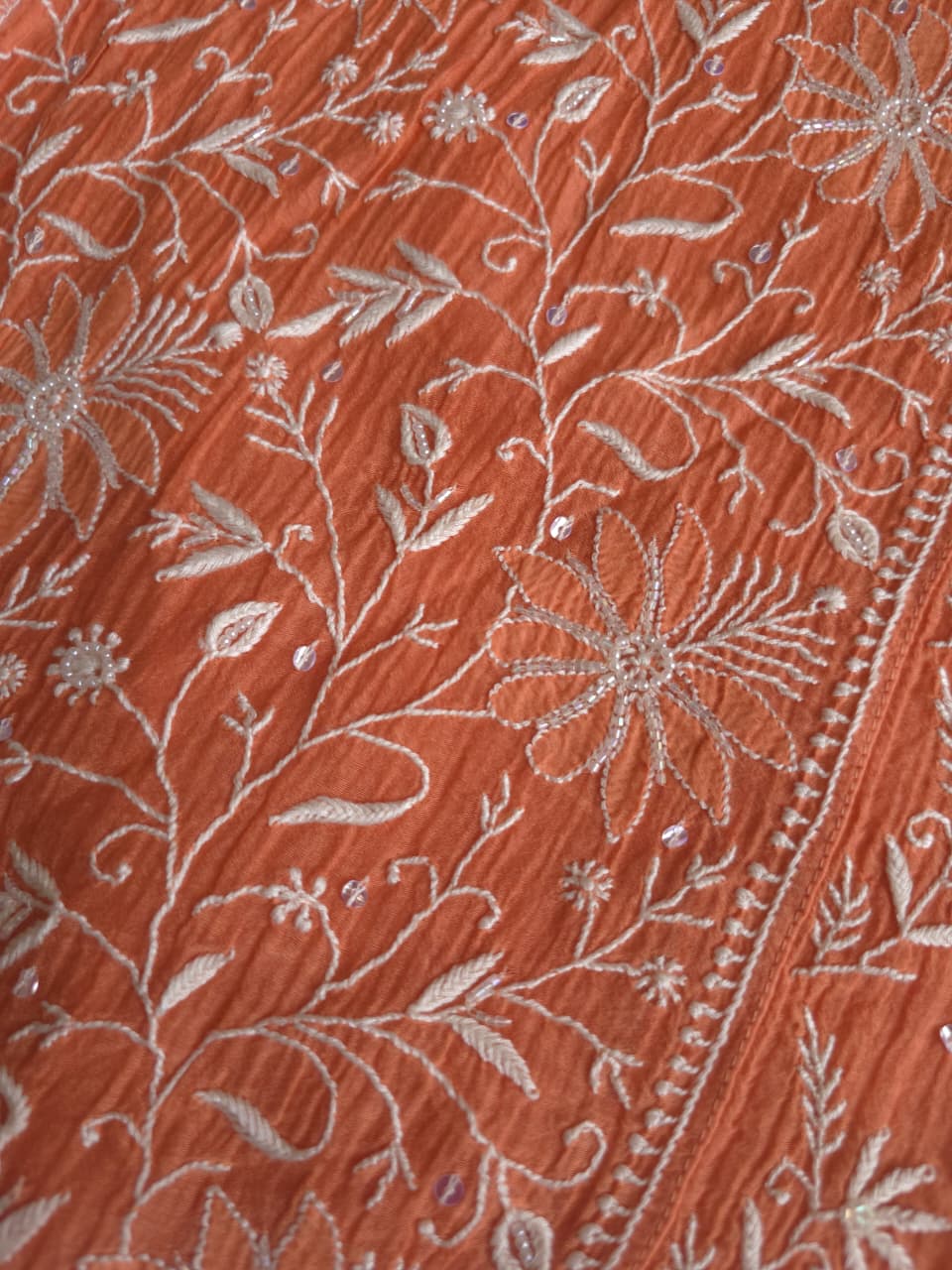 Malmal Chanderi semistitched Kurta dupatta set with jaalwork and heavy embellishment