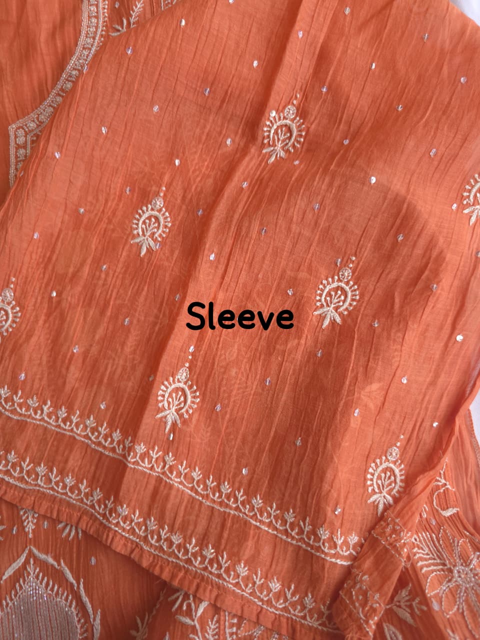 Malmal Chanderi semistitched Kurta dupatta set with jaalwork and heavy embellishment