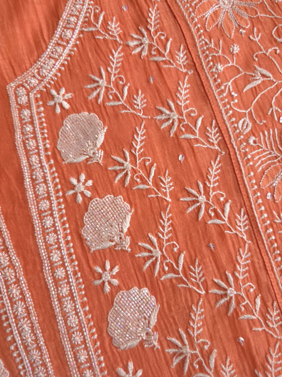 Malmal Chanderi semistitched Kurta dupatta set with jaalwork and heavy embellishment