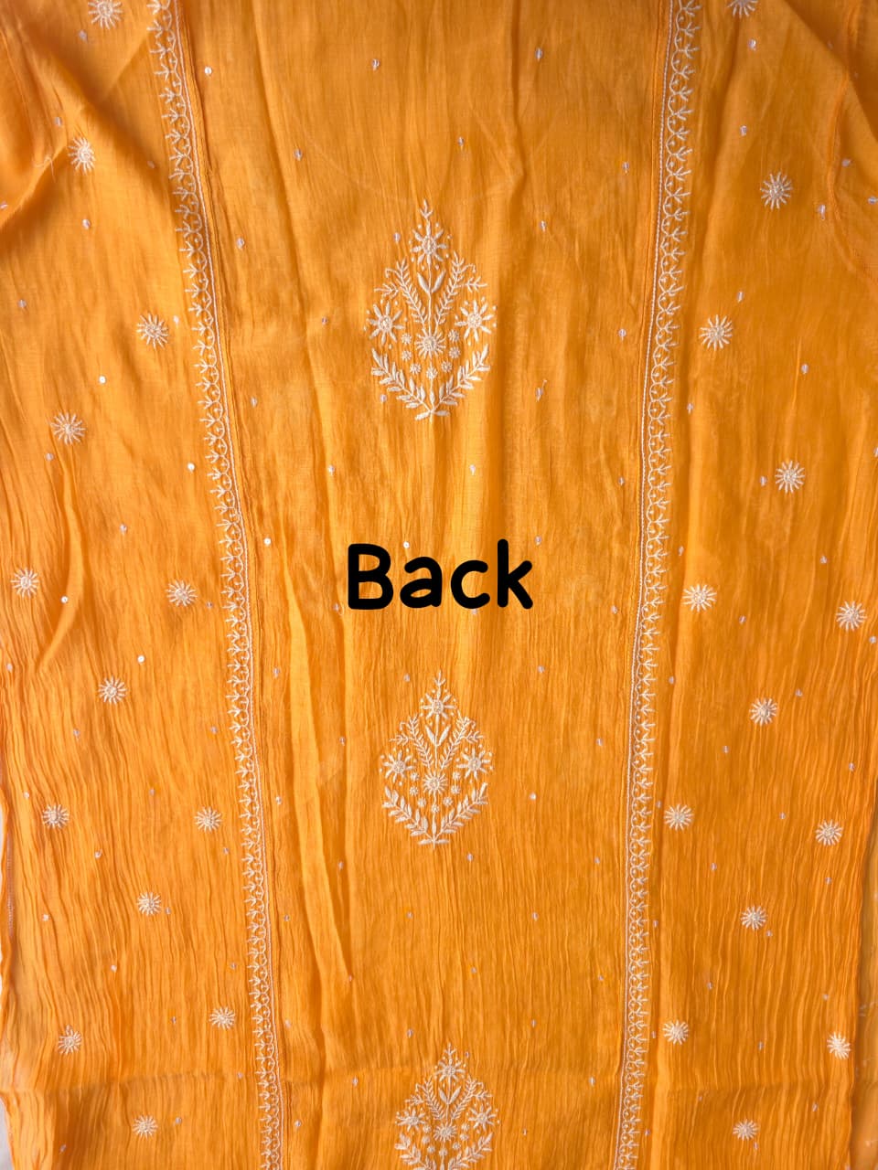 Light Orange Mal chanderi Semistitched Kurta and dupatta set with Exquisite chikankari