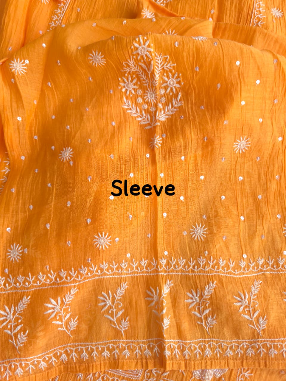 Light Orange Mal chanderi Semistitched Kurta and dupatta set with Exquisite chikankari