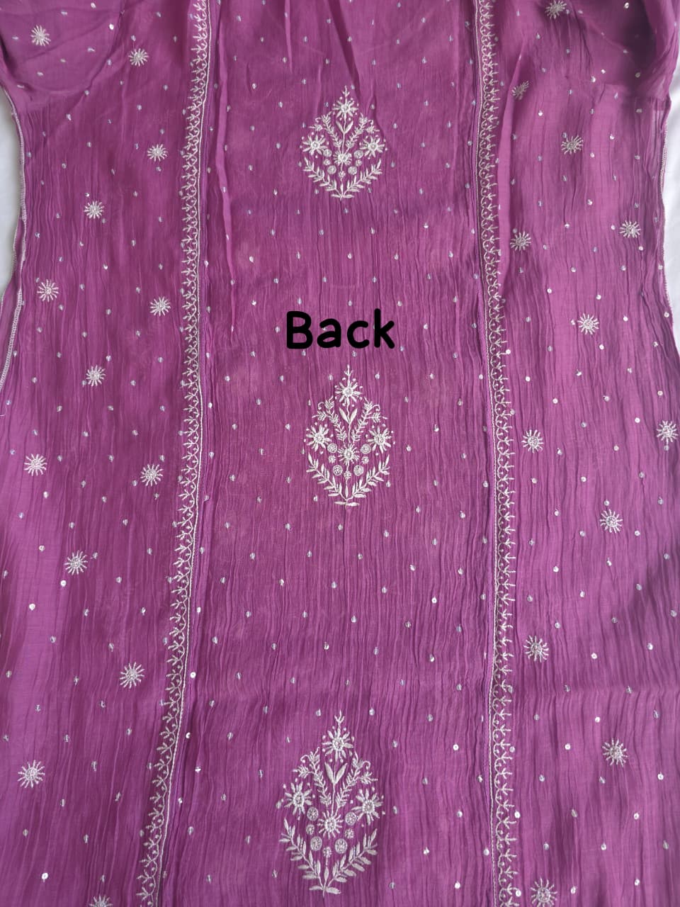 Purple Mul chanderi Semistitched kurta and dupatta set with extremely fine chkankari