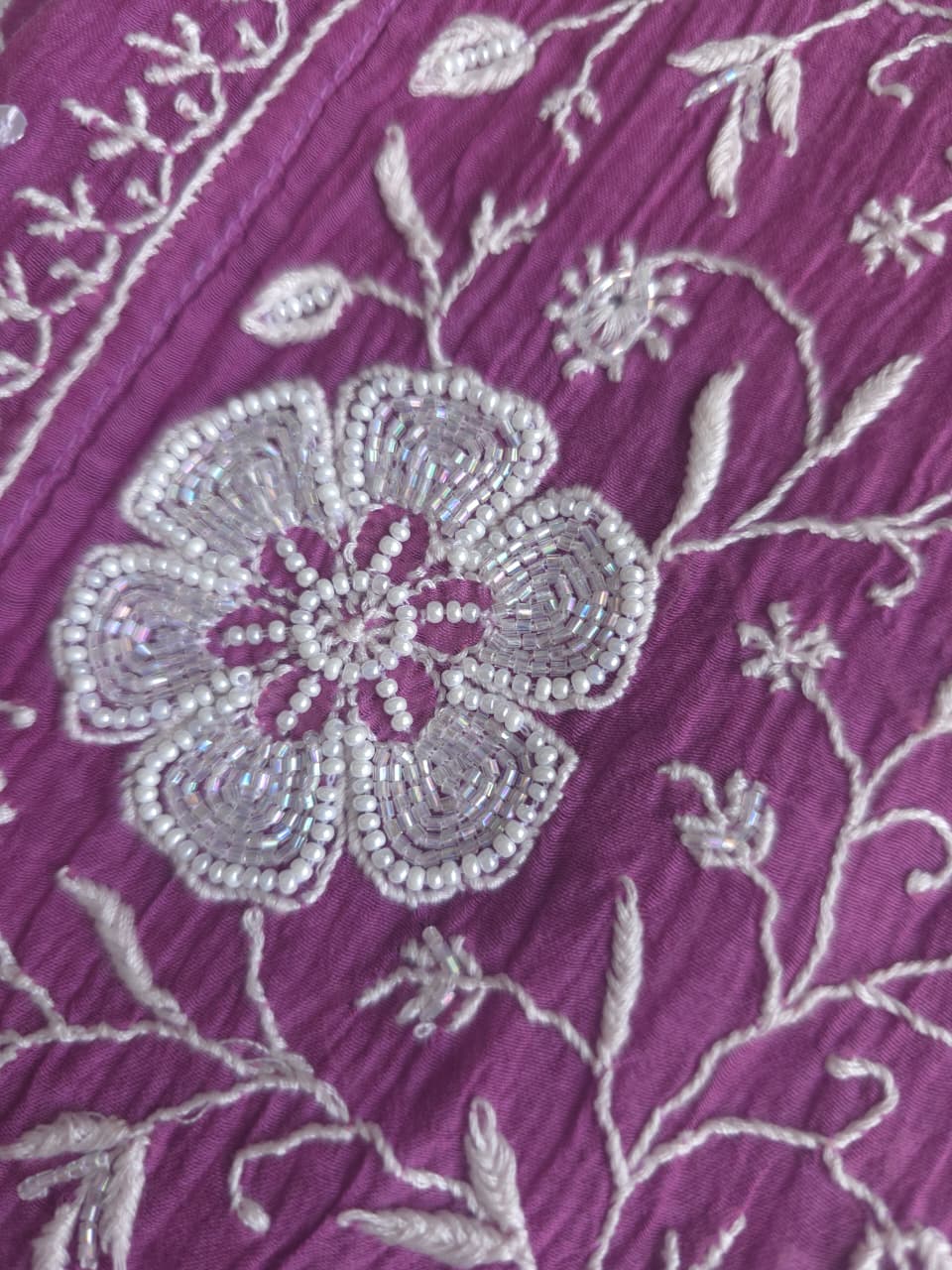 Purple Mul chanderi Semistitched kurta and dupatta set with extremely fine chkankari