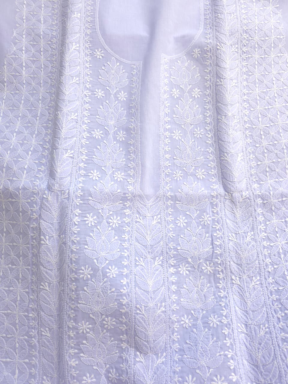 Lavender Cotton Full Jaalwork chikankari Kurta fabric