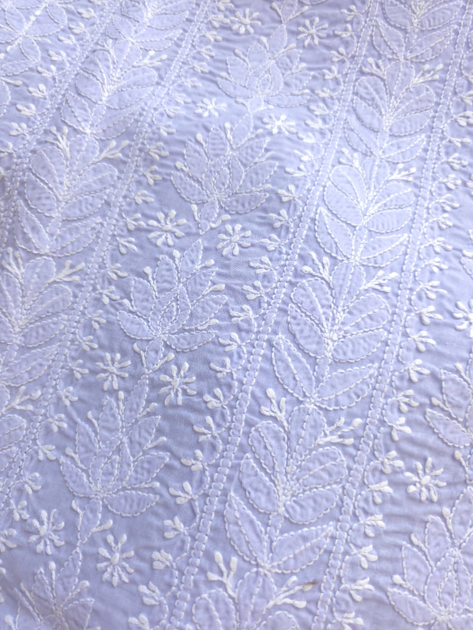Lavender Cotton Full Jaalwork chikankari Kurta fabric