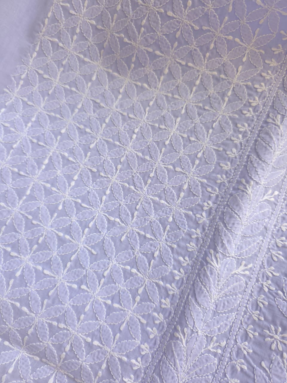 Lavender Cotton Full Jaalwork chikankari Kurta fabric