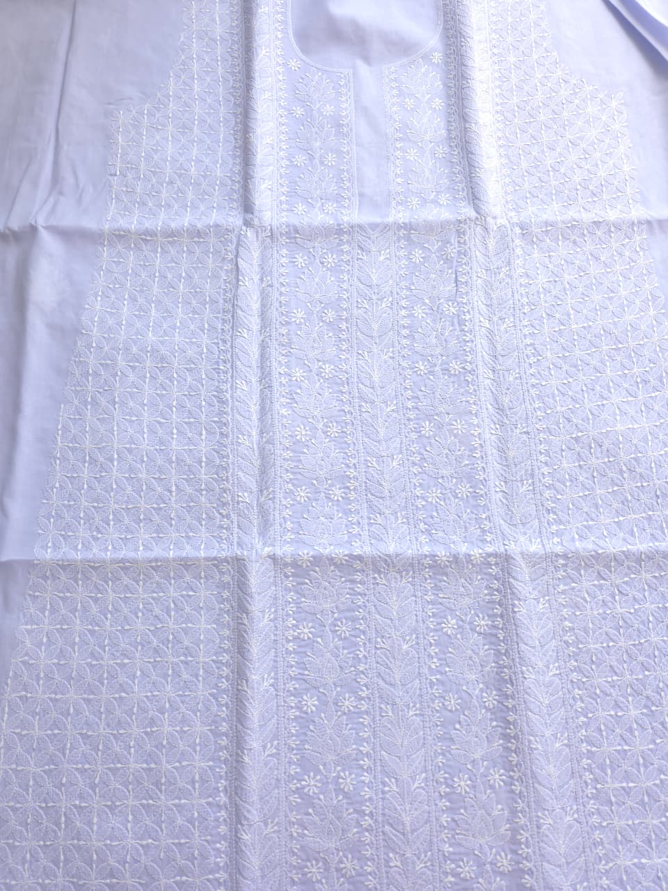 Lavender Cotton Full Jaalwork chikankari Kurta fabric