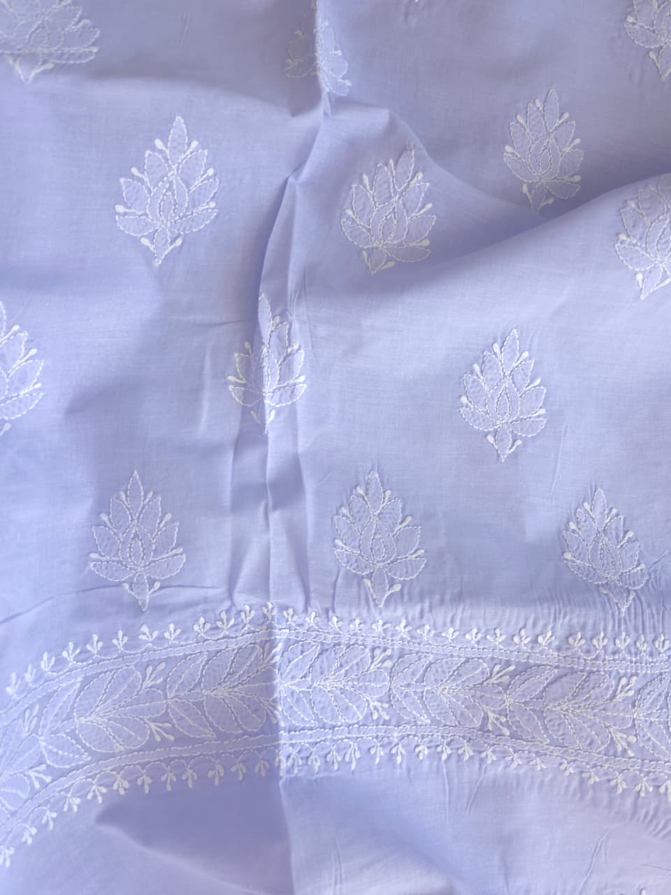 Lavender Cotton Full Jaalwork chikankari Kurta fabric
