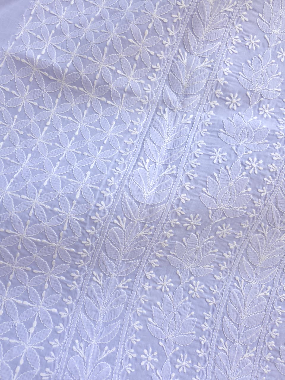 Lavender Cotton Full Jaalwork chikankari Kurta fabric