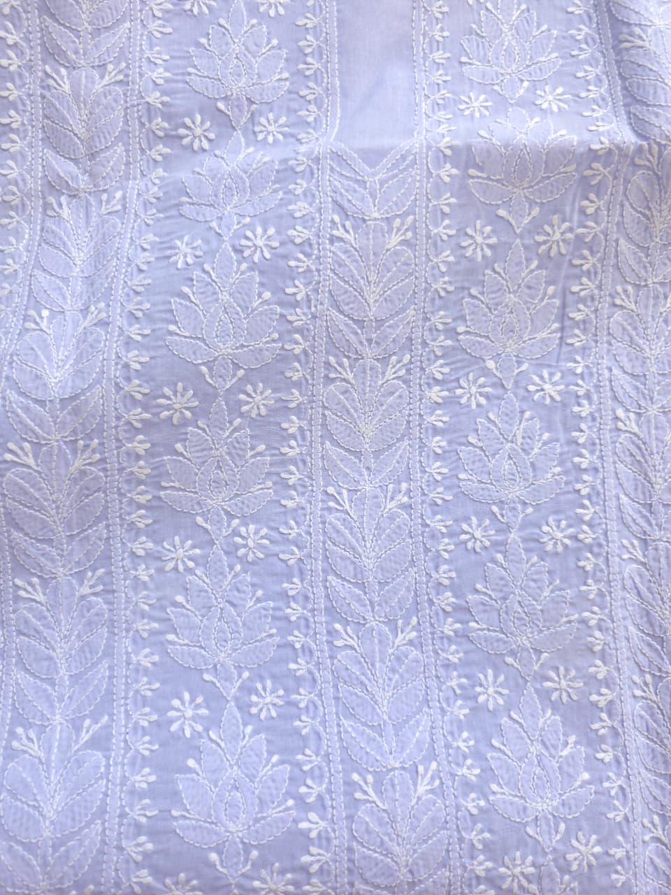 Lavender Cotton Full Jaalwork chikankari Kurta fabric