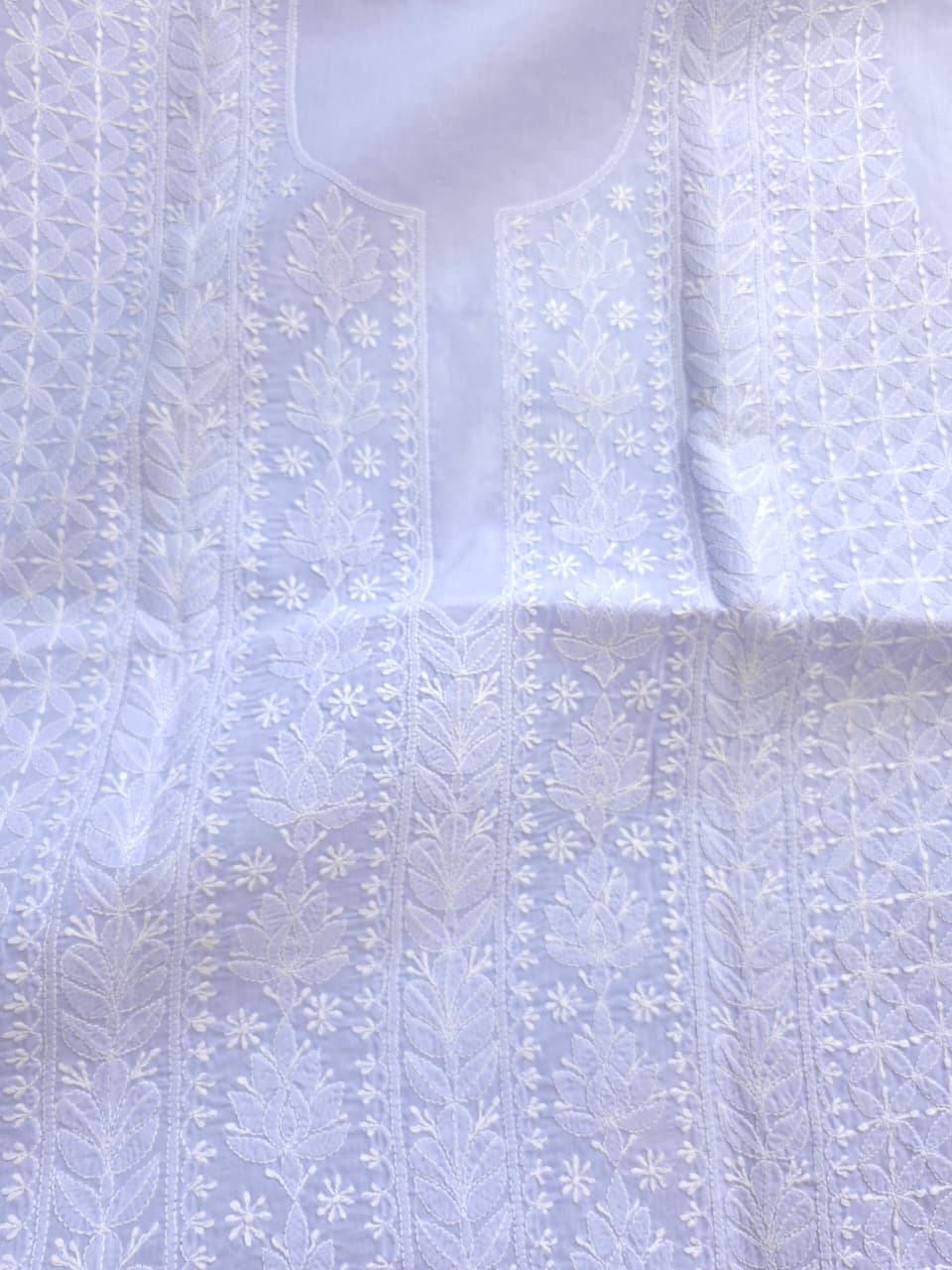 Lavender Cotton Full Jaalwork chikankari Kurta fabric