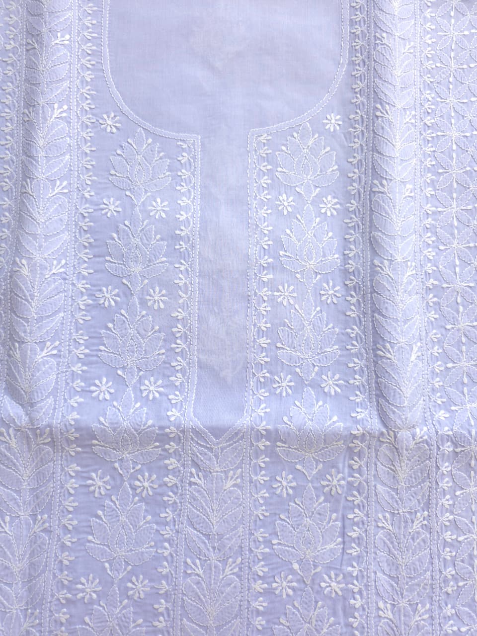 Lavender Cotton Full Jaalwork chikankari Kurta fabric