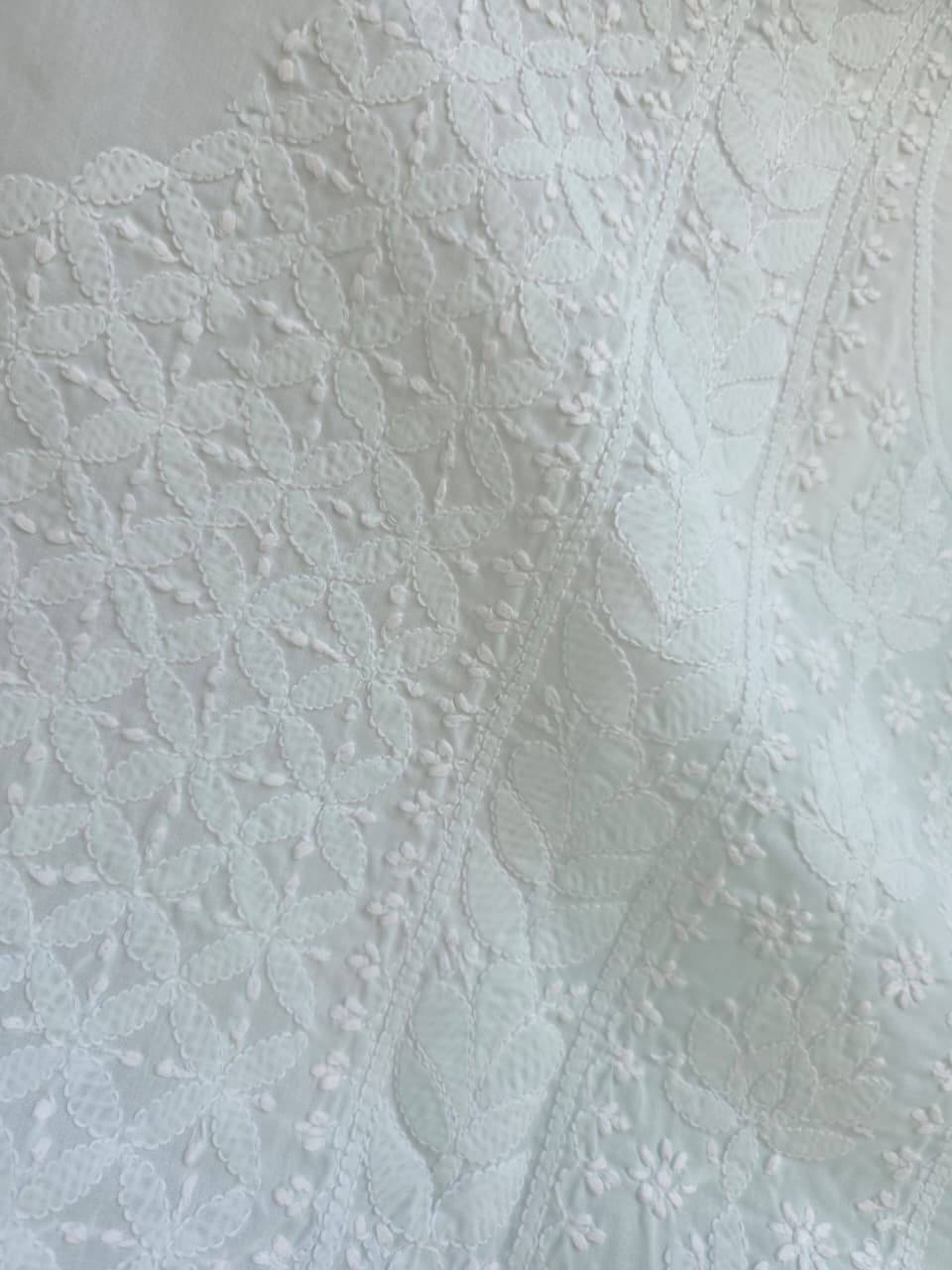 Pastel Green Cotton full jaalwork kurta fabric