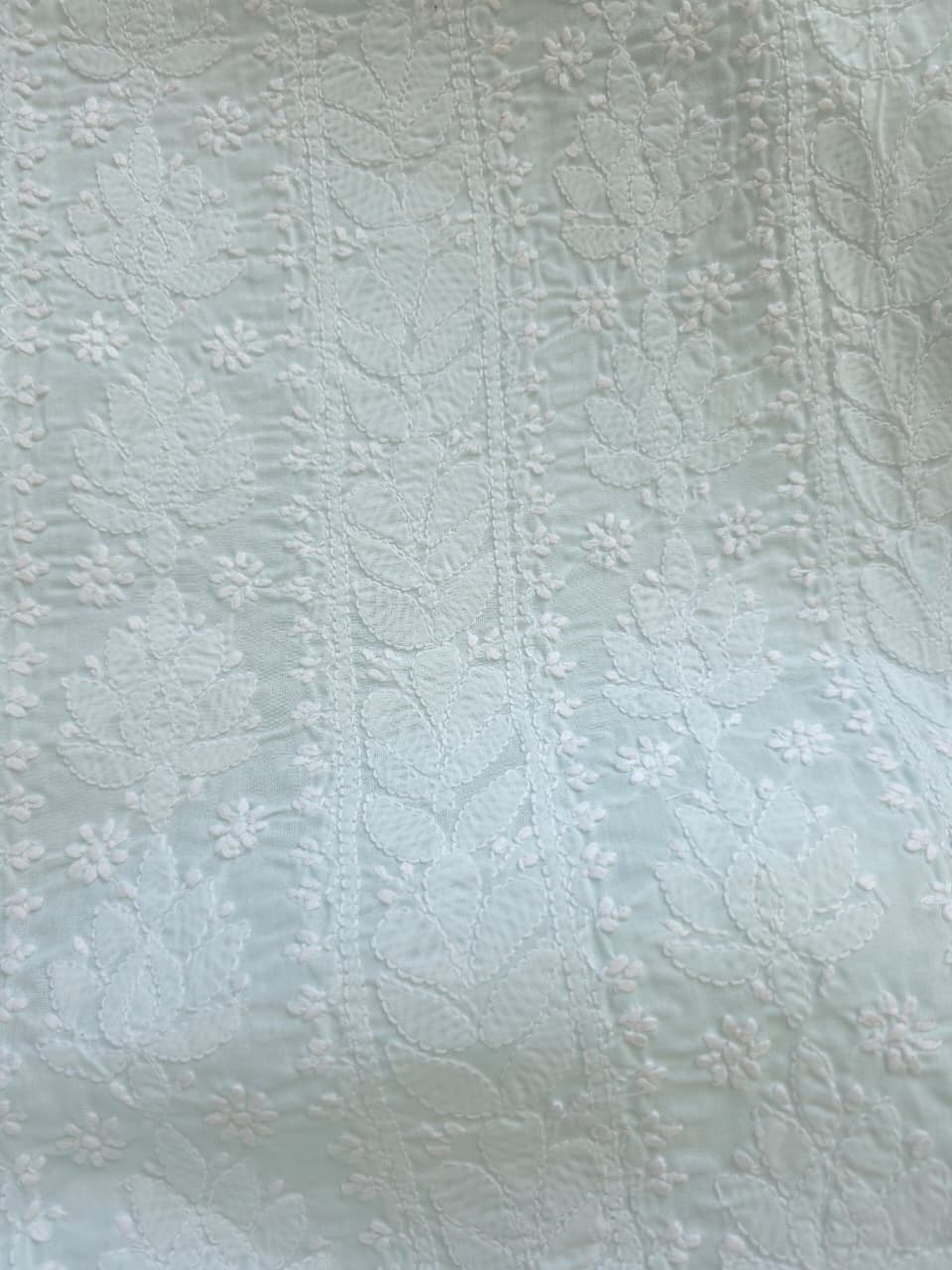Pastel Green Cotton full jaalwork kurta fabric