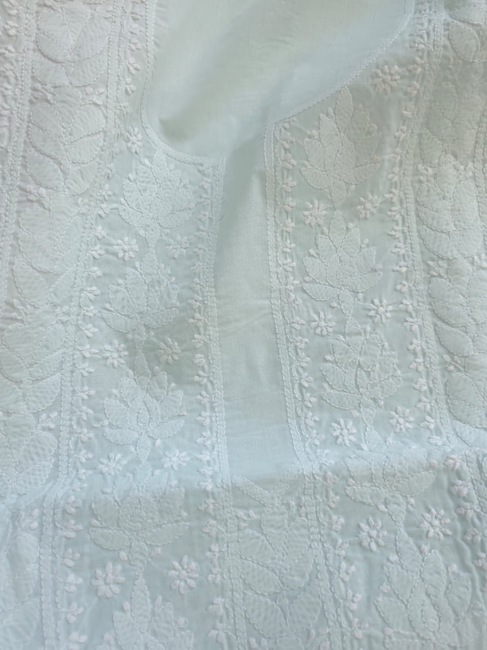 Pastel Green Cotton full jaalwork kurta fabric