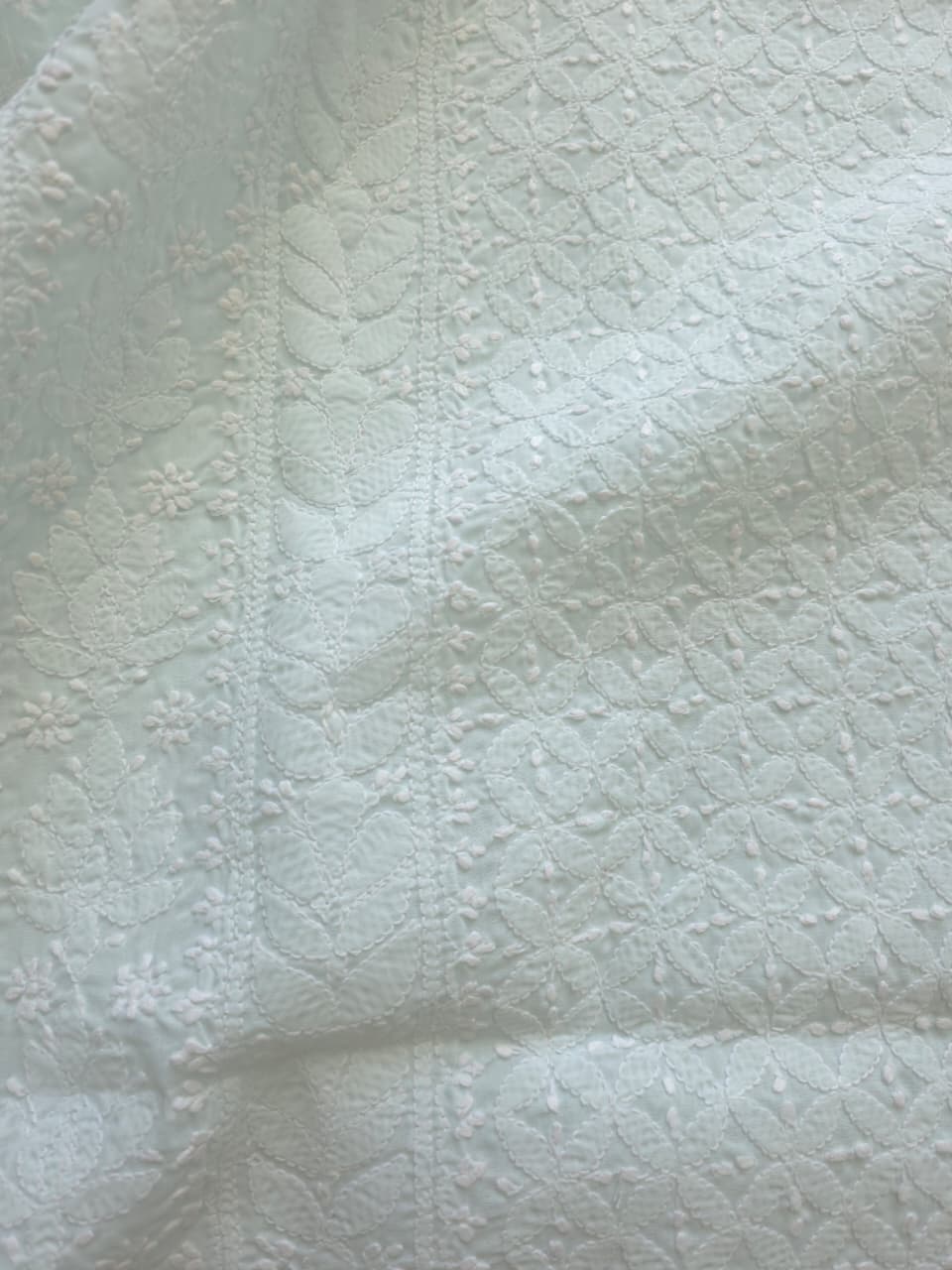 Pastel Green Cotton full jaalwork kurta fabric