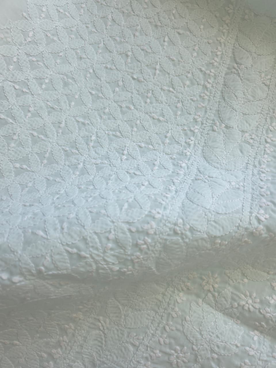 Pastel Green Cotton full jaalwork kurta fabric