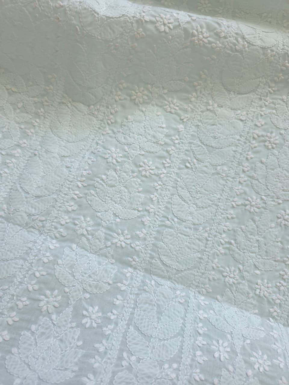 Pastel Green Cotton full jaalwork kurta fabric