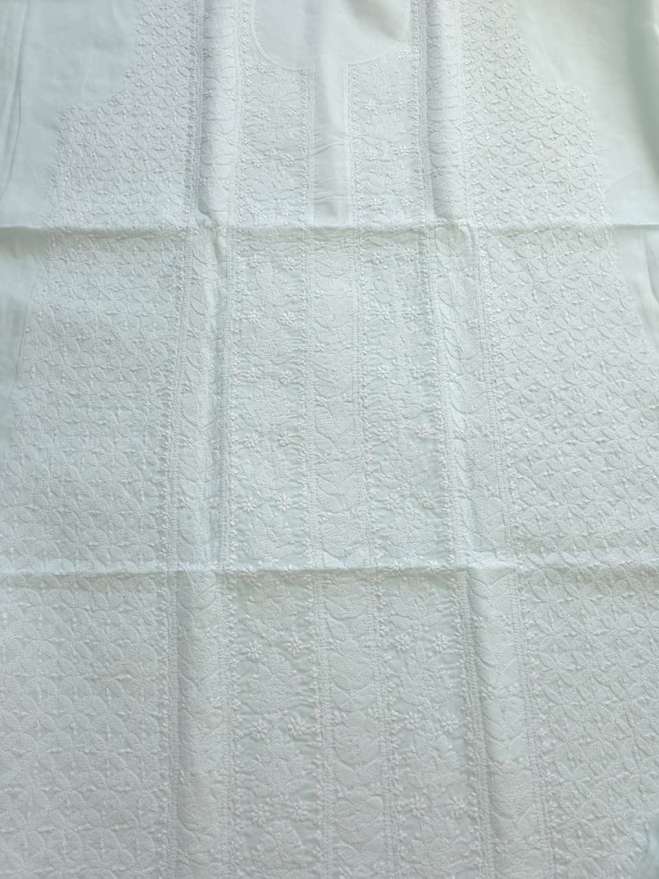 Pastel Green Cotton full jaalwork kurta fabric