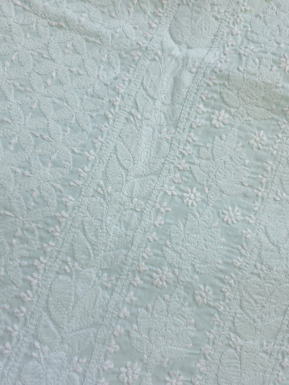 Pastel Green Cotton full jaalwork kurta fabric