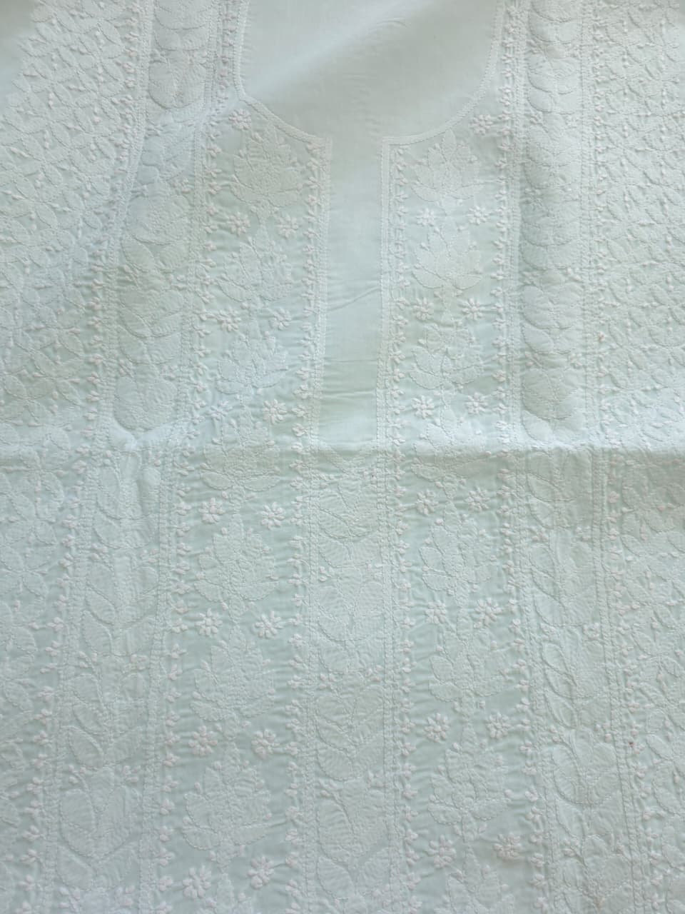 Pastel Green Cotton full jaalwork kurta fabric