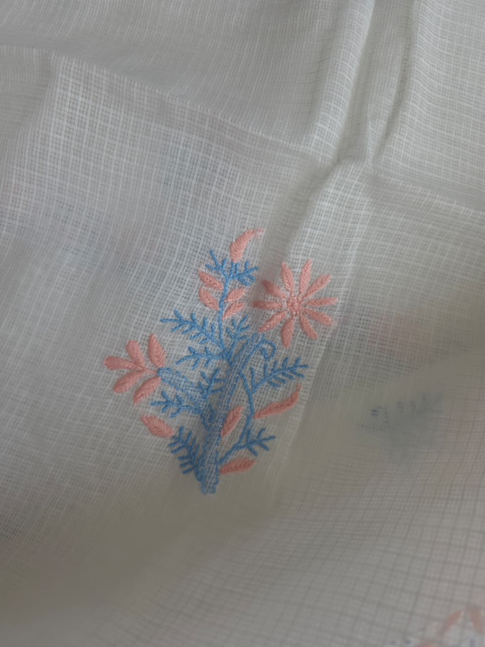 Kota cotton unstitched kurta dupatta with Multicolored fine handwork