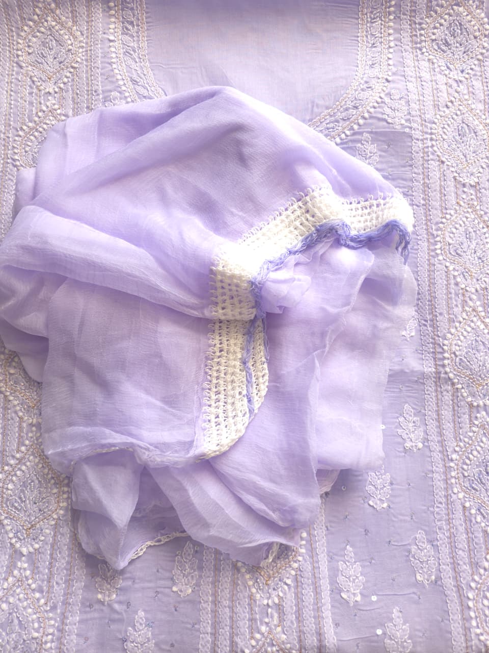 Mauve color cotton full suit with chikankari kasab sequin n cutdana