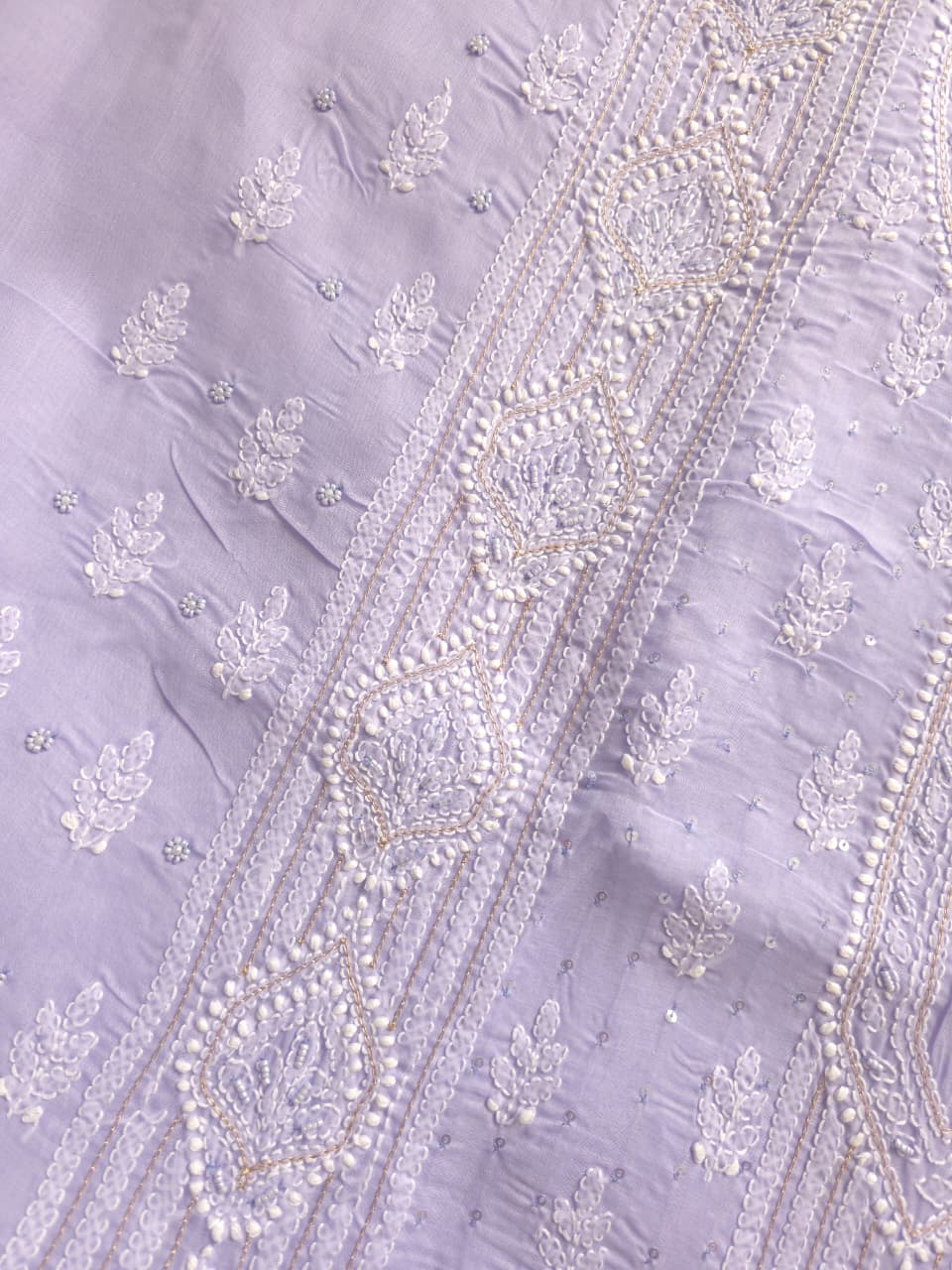 Mauve color cotton full suit with chikankari kasab sequin n cutdana