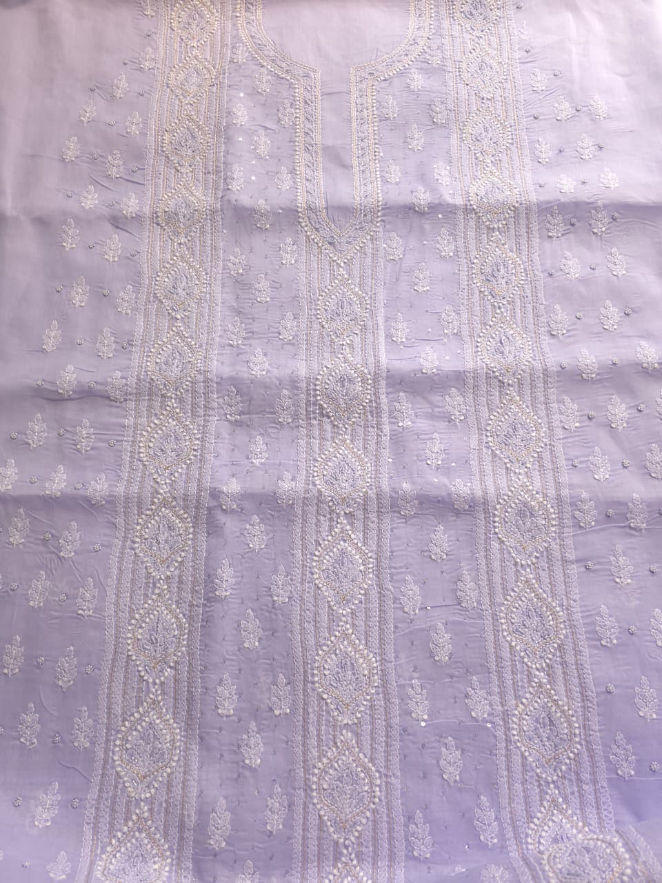 Mauve color cotton full suit with chikankari kasab sequin n cutdana