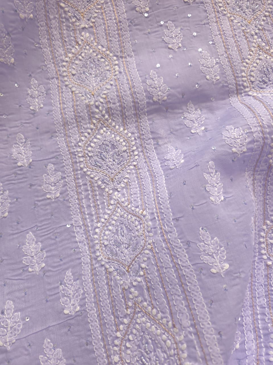 Mauve color cotton full suit with chikankari kasab sequin n cutdana