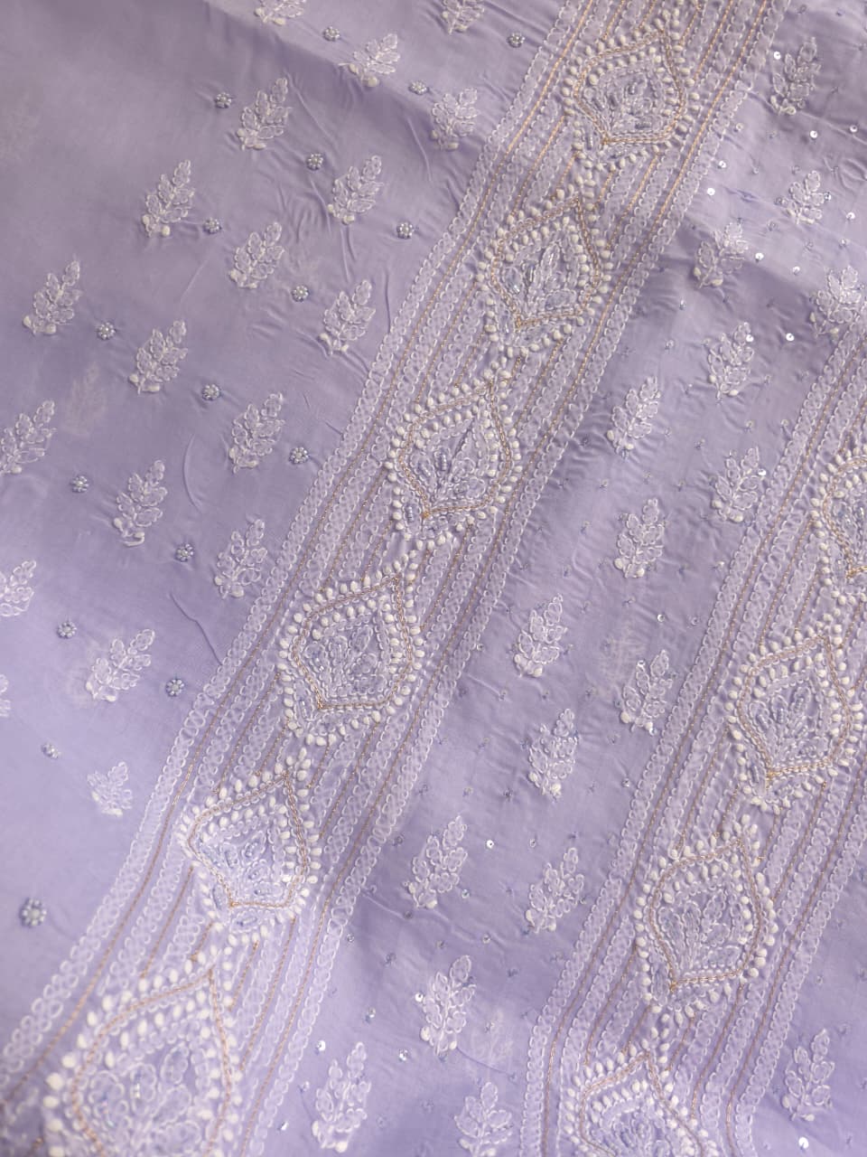 Mauve color cotton full suit with chikankari kasab sequin n cutdana