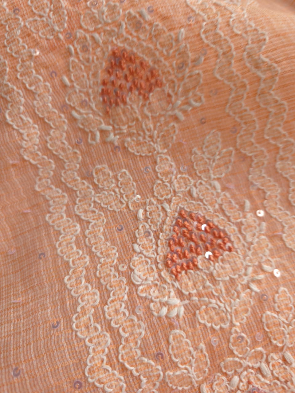 Peach full set with Kota kurta and embellishments