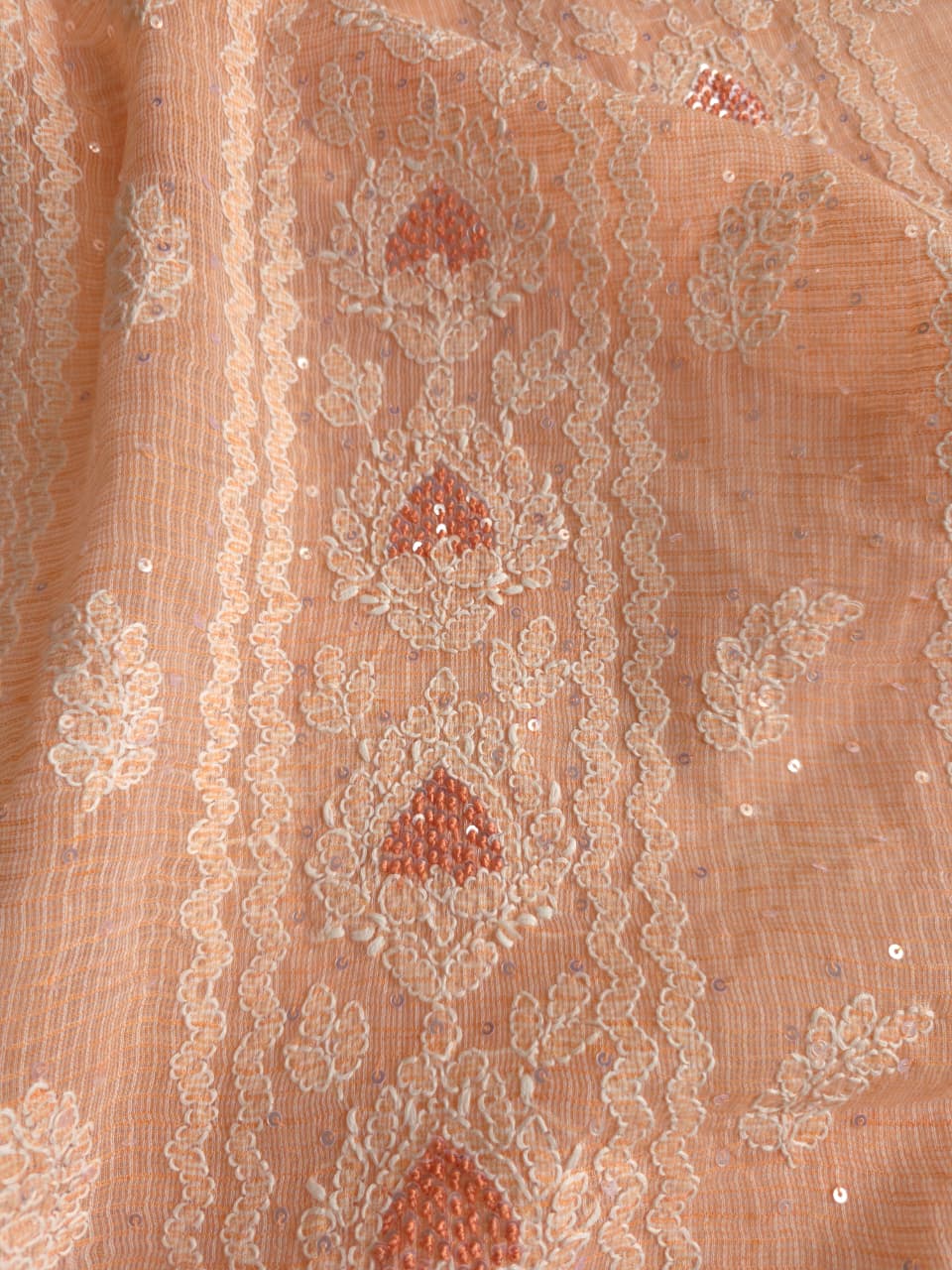 Peach full set with Kota kurta and embellishments