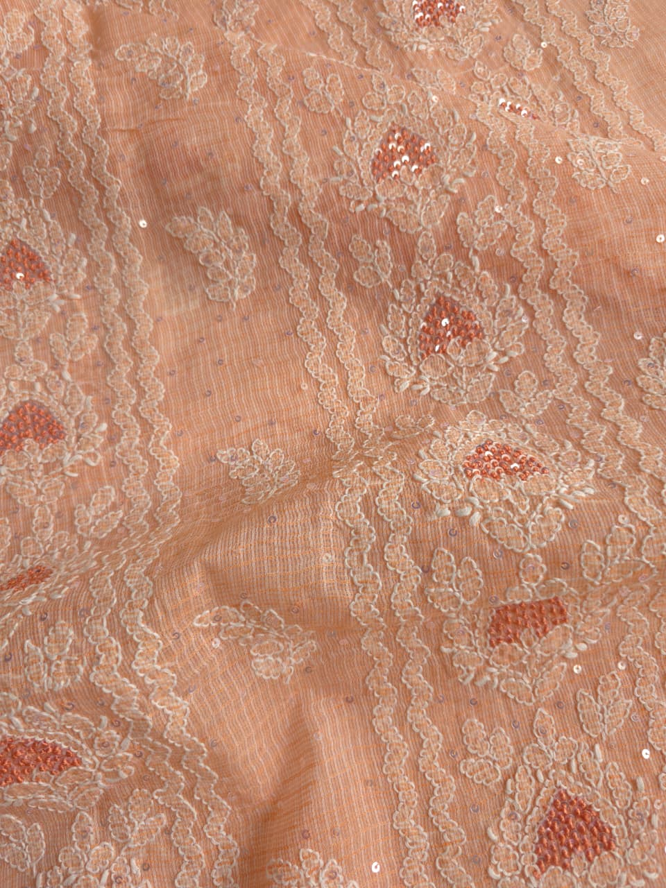 Peach full set with Kota kurta and embellishments