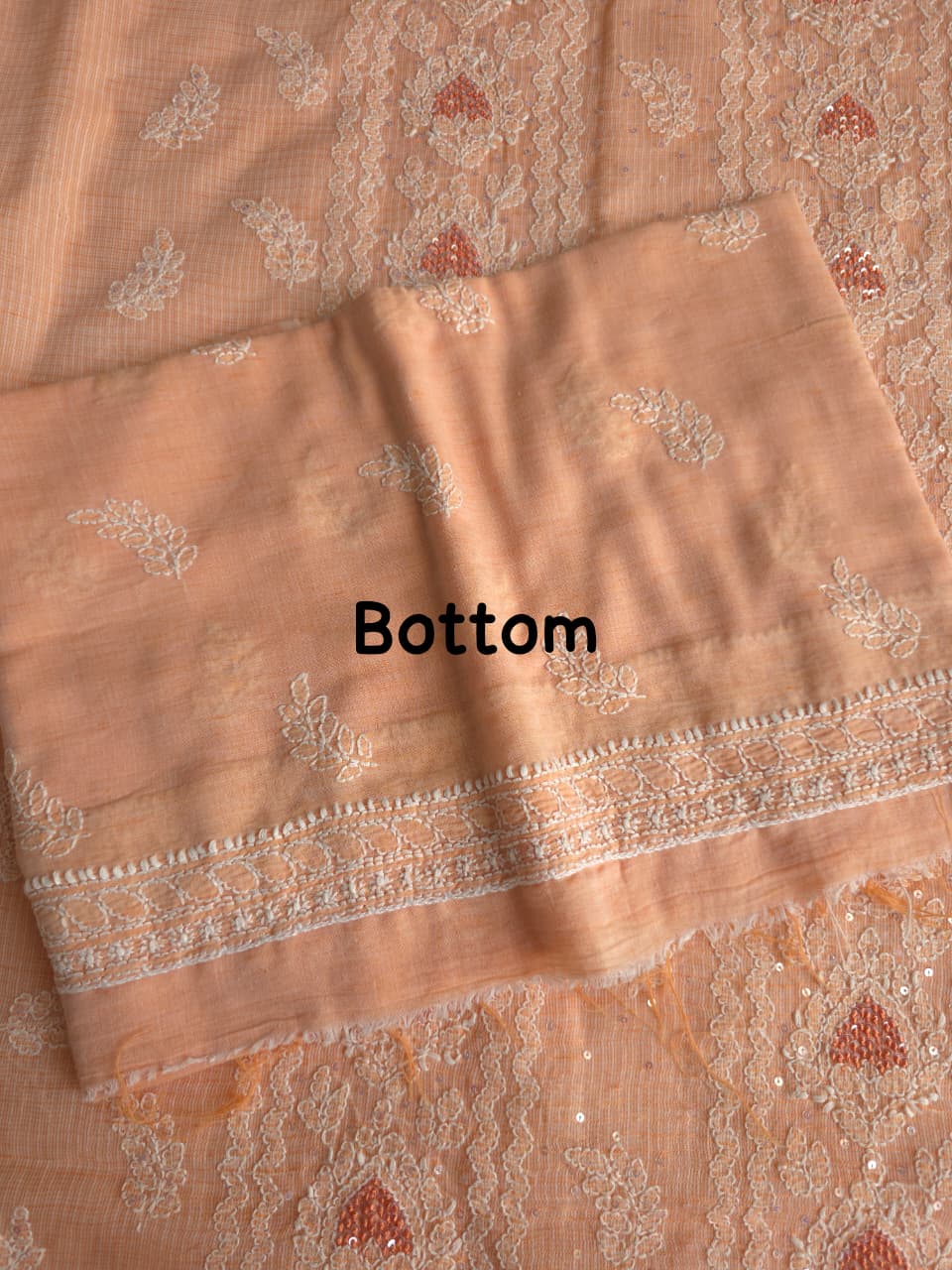 Peach full set with Kota kurta and embellishments