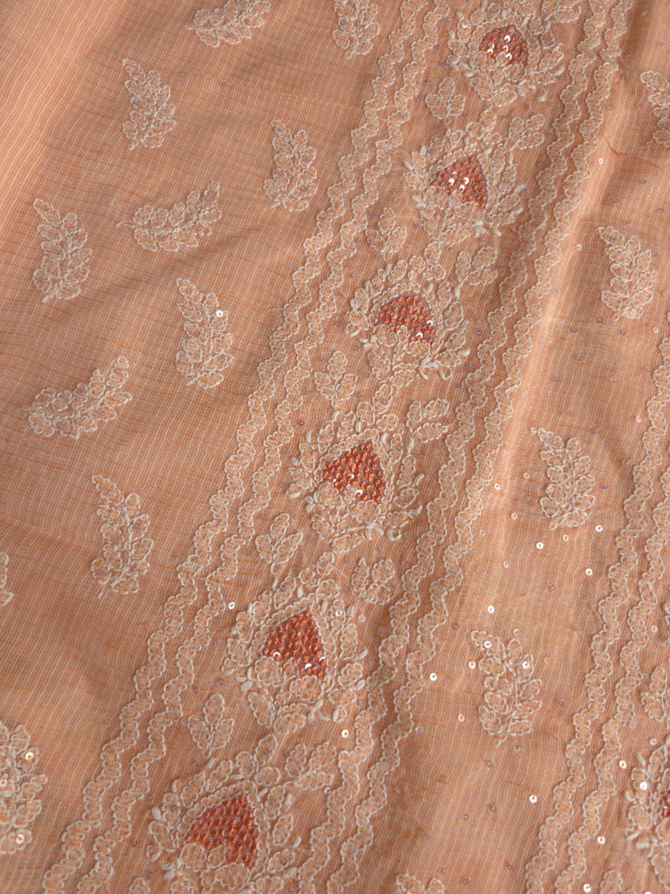 Peach full set with Kota kurta and embellishments