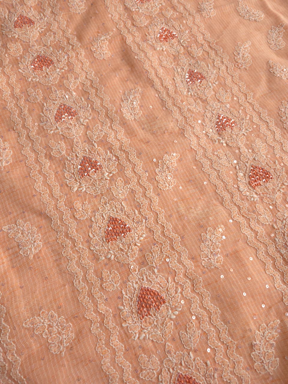 Peach full set with Kota kurta and embellishments