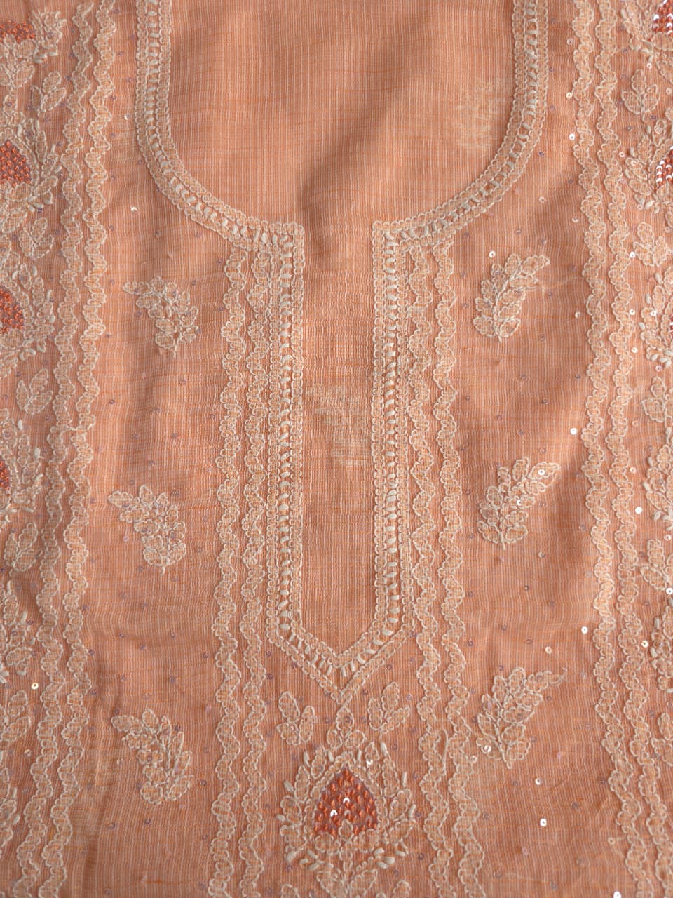 Peach full set with Kota kurta and embellishments