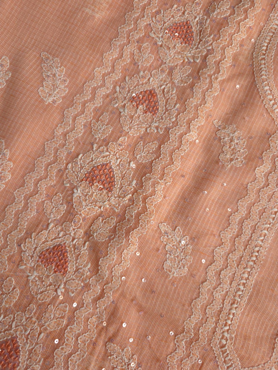 Peach full set with Kota kurta and embellishments