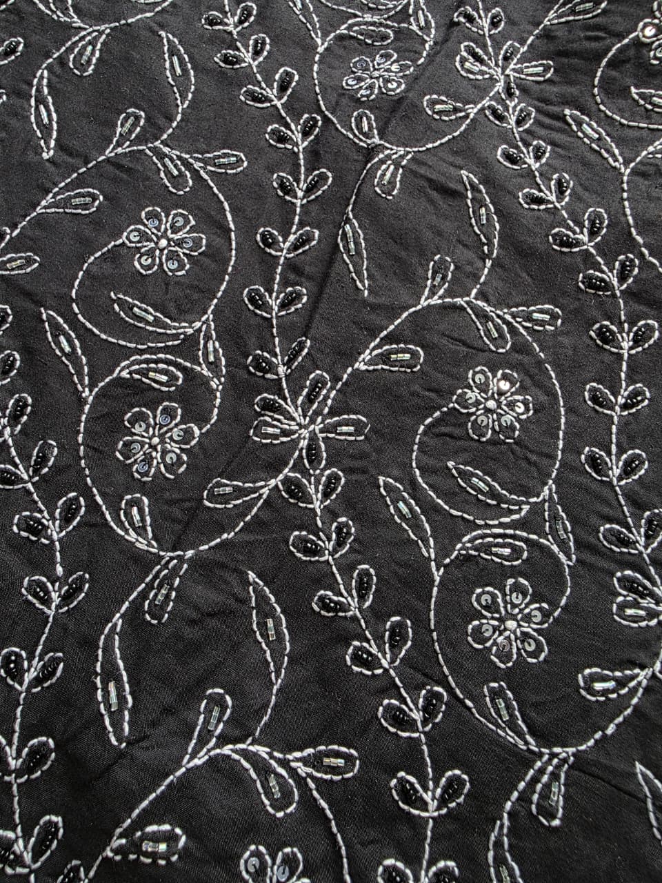 Black Cotton Full set with white chikankari and embellishment