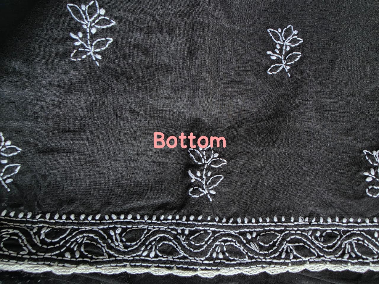 Black Cotton Full set with fine handwork and embellishments