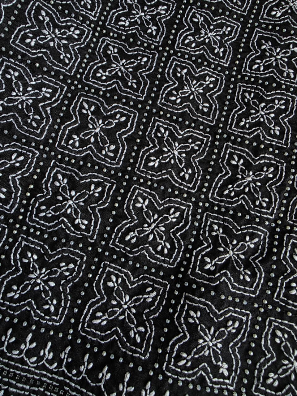Black Cotton Full set with fine handwork and embellishments