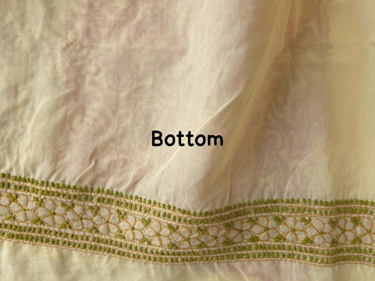 Beige cotton set with intricate multicolored chikankari